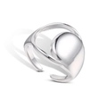 Minimalist silver geometric open ring featuring a smooth polished large disk design - Adjustable Open / Silver