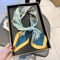 Elegant floral silk square scarf featuring vibrant botanical patterns in blue and yellow - 70*70cm / 30129-Multicolor Elegant Flower