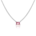 Pink rectangular zircon necklace with silver tennis chain and real gold plating finish - 18K Gold / Pink Square Silver