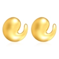 Elegant gold drop earrings with textured stripe finish in a modern teardrop shape - Comma Earrings Gold (MS-421)