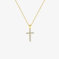 Elegant gold S925 sterling silver cross pendant necklace with white zircon stones - 925 Silver / Gold/White (White Stone)