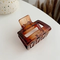 Square matte dark brown amber hair claw clip with professional spring mechanism - 5cm / Brown
