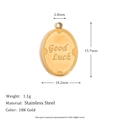 Oval 18K gold plated stainless steel good luck pendant with 15.7mm by 10.2mm dimensions - Good Luck Oval Pendant - Gold