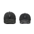 Set van twee vintage gewassen zwarte katoenen baseballpetten met Faith-borduurwerk - Zwart