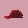 Detail of burgundy corduroy baseball cap showing texture and stitching on a solid background - Adjustable / Burgundy