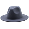 Close-up of the vintage wool felt fedora showing the fine texture and indented crown - M (56-58cm) / Dark Gray