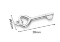 Silver stainless steel heart bow key pendant charm with dimensions 10.5mm x 28mm - Heart Key-12 / Steel