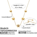Dettaglio della collana a fiori in acciaio 316L oro con misure e materiali precisi - TXP545-A Collana A Fiore A Doppio Strato Dorata
