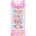 Colorful multi-shape acrylic rhinestone sticker set on a pink decorative card - Large Heart & Flower / 8.5×21cm