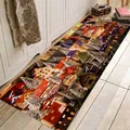 Absorbent flannel floor mat featuring a colorful winter snow town pattern for home decor - 40x60cm / FXD248 (Snowy Town)