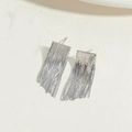 Minimalist silver heart tassel earrings with dangling metallic chain design - Platinum Plated Rectangular Tassel