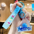 Blue floating goldfish drifting bottle keychain with a cute fish inside a sailboat charm - Ocean Creature - Blue Shark