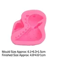 Pink dinosaur silicone fondant mold with detailed product and finished size dimensions - Style 8 / Pink