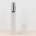 Portable 12ml square perfume atomizer in matte champagne finish with textured cap - Silver