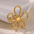 Adjustable 18K gold plated ring featuring a hollow six-petal flower design for women - Hollow Flower / Gold