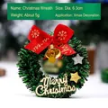 Mini Christmas wreath with red bow and gold bells, 6.3cm diameter festive decoration - Mini Christmas Wreath