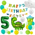 32-inch green number 5 balloon kit with cute dinosaur foils for 5th birthday party - Number 5 Style