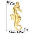 Detailed view of a golden seahorse pendant with precise size and weight measurements - Pendant / Gold