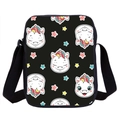 Black school crossbody bag with cute unicorn patterns and adjustable strap for students - Black Unicorn