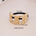 Golden hammer-textured chain hair tie with black high-elastic rope and size details - #12-Chain Shape