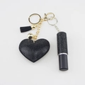 Llavero de frasco de perfume de corazón negro con cristales y borla decorativa - Negro