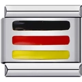 Italian charm bracelet link with German flag enamel stripes in polished stainless steel - 0093 - Flag Of Germany