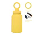 Bright yellow magnetic sports bottle with large loop cap and booster ring accessory - 650ml / Lemon Yellow