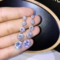Elegant silver earrings with a vertical gradient of five sparkling round cubic zirconia stones - Silver/AAA Zirconia