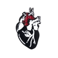 Cartoon heart and hand gesture enamel pin in black and white with red accents - Black White Gesture Heart (C1719-11)