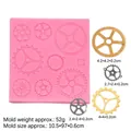 Stampo in silicone rosa per torte fondente con varie forme di ingranaggi steampunk - Stile 1 - Ingranaggi Combinati / Rosa