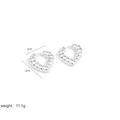 Detail view of twisted silver heart earrings showing 2cm size and 11.1g weight - Silver Twisted Rope Heart Style