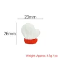 Miniature red resin glove charm for DIY crafts with detailed knit texture, 23mm width - White and Red Gloves