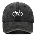 Casquette de baseball en coton délavé gris foncé avec broderie vélo et infini - Taille unique / Noir