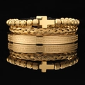 Three-piece gold plated stainless steel bracelet set with cross and Italian prayer - Gold Cross Bracelet 3-Piece Set