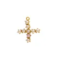 Golden cross pendant with white pearls and pink pearl accent for DIY necklaces - Letter X - Pink