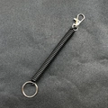 Schwarzer elastischer Spiral-Schlüsselanhänger mit silbernem Karabiner und Ring - 25mm Ring / Schwarz