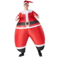 Adult inflatable Santa Claus costume with red bodysuit and matching festive hat - Slim-waisted Santa Claus / One Size