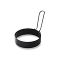 Stampo per uova rotondo nero antiaderente in acciaio inox con manico sottile - Sacco Singolo (Impugnatura in Acciaio)