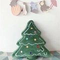 Green plush Christmas tree shaped throw pillow with colorful polka dots and soft texture - Christmas Tree