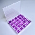 25 Purple Spindle Cores In A 25-compartment Box / Shuttle Core Storage Box