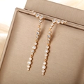 Elegant 18K gold plated drop earrings with sparkling cubic zirconia for a luxury look - Long Tassel Chain Drop / Gold