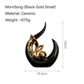 Scultura astratta in ceramica Morning Song nera e oro, dimensione piccola con misure - Vivid Nero Oro - Piccolo