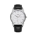 Yazole business quartz watch featuring black leather strap and white dial with Roman numerals - White Dial Black Strap