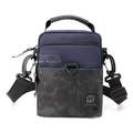 Borsello da uomo in tessuto blu navy con motivi mimetici grigi e tracolla regolabile - Blu scuro
