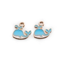 Lindos colgantes de ballena de esmalte azul y blanco dorado para joyería DIY - Azul