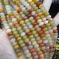 Polished natural stone abacus beads in mixed colors for DIY jewelry making - Gold Silk Jade / 5*8mm (approx. 73 pcs/strand)