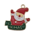 Ciondolo Babbo Natale in smalto con scritta X-MAS per gioielli fai-da-te - Babbo Natale XMAS (19579) / 1 Pezzo (24x22mm)