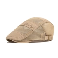 Khaki mesh splice duckbill cap with GPR letter embroidery and metal buckle strap - Khaki