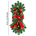 Lighted 45cm Christmas swag with red bows, berries and ornaments for festive decor - With LED Warm Light / Red