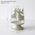 Vintage reindeer metal candle holder in cream white finish with 12cm height - Reindeer Design